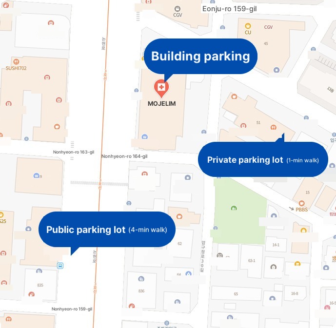 MOJELIM parking map (labels in Korean)